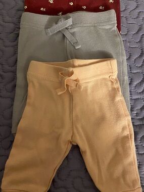 Kids Knit Pull-On Pants Set - Peach and Gray